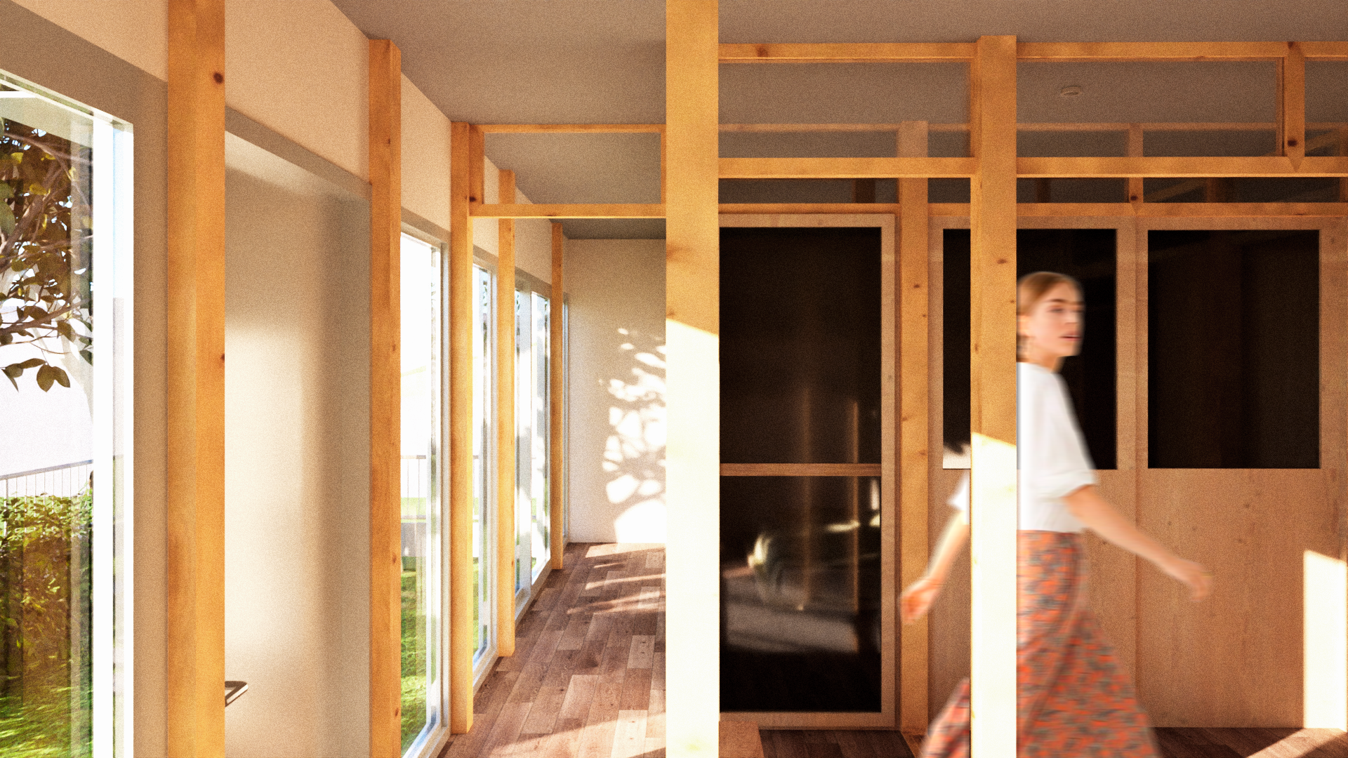 House between pillars — render Archicad 2
