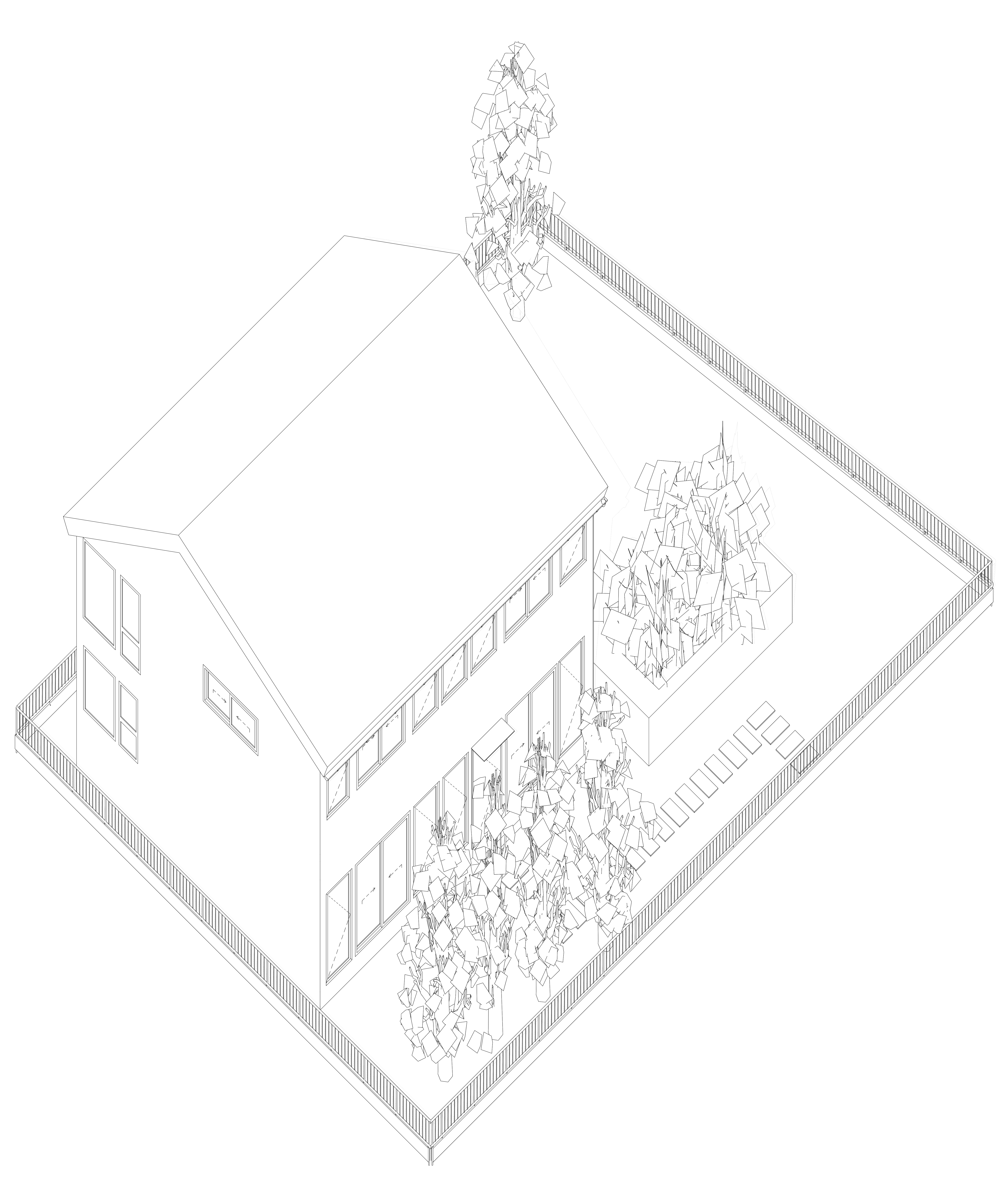House between pillars — assonometria