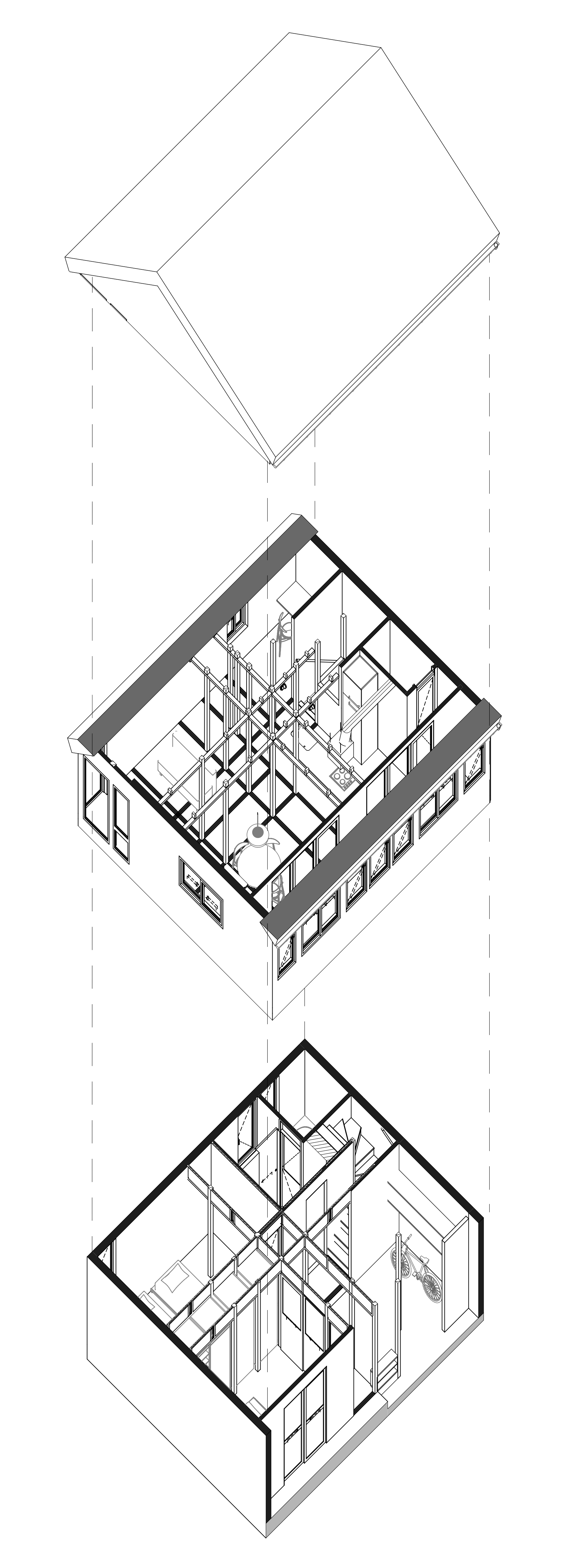 House between pillars — esploso